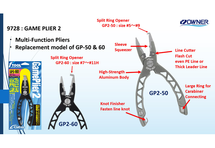 Owner Stainless Steel BG Split Ring Pliers (Model: GP2-50), MORE